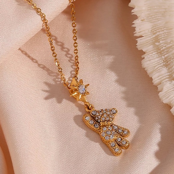 New Teddy Bear 18K Gold Necklace, nice Necklace, cute Necklace - Picture 3 of 6